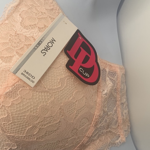 Mopas Padded Lace "Peach" Bra Size 38DD - Picture 3 of 8